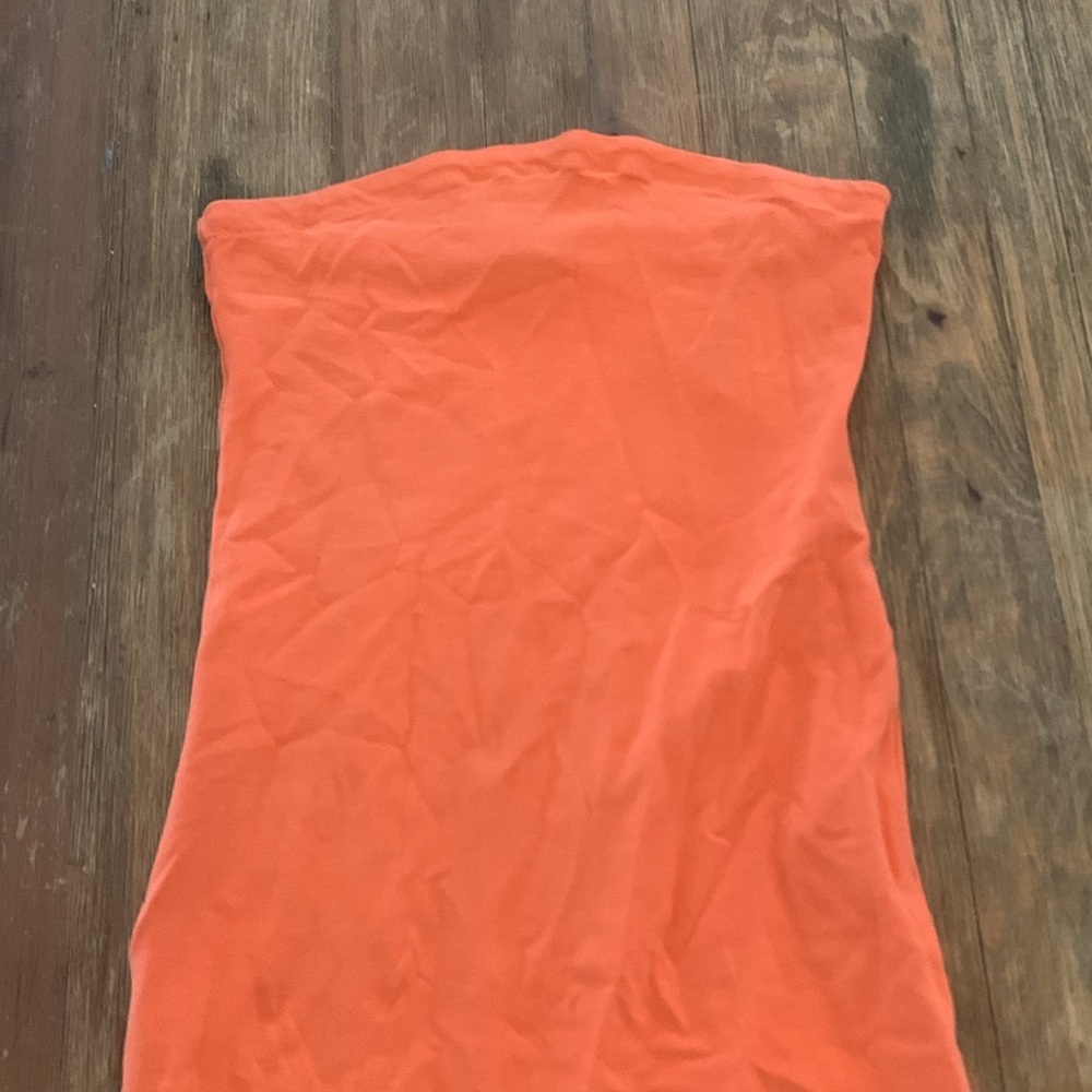 Salmon Colored Body Con Summer Mini Dress strapless - Picture 2 of 5